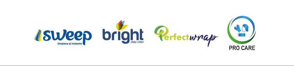 Marcas exclusivas que distribuimos: Sweep, Bright, Pro Care y Perfect Wrap
